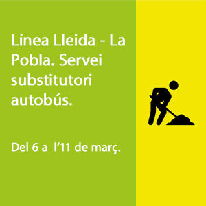 Línea Lleida - la pobla. Servei substitutori autobús